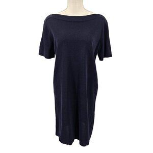 COS Wide Neck Knit Dress Navy Blue Women's EUR XS U.S. 2 Mini Sheath Minimalist